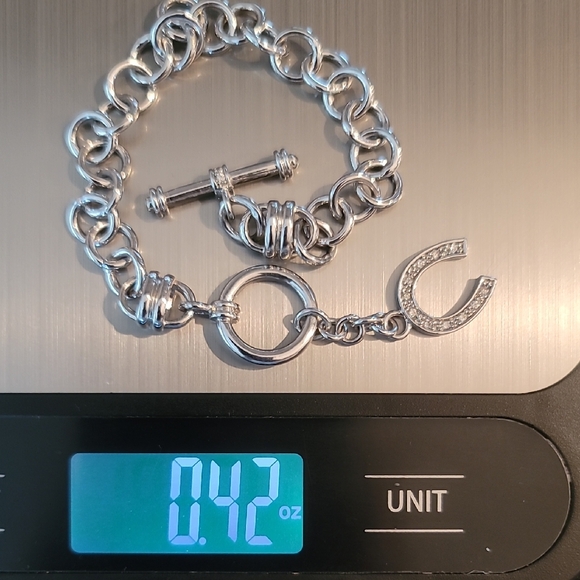 Silver Chain Bracelet w Horseshoe Charm - Picture 8 of 8